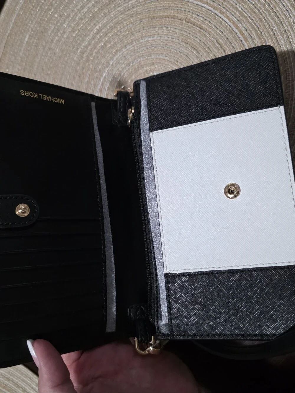 Michael Kors Black & White Crossbody Phone Wallet